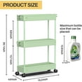 thumbnail image 3 of LLMRR 3 Tier Slim Rolling Cart, Bathroom Storage Cart with Lockable Wheels, Storage Organizer, Mobile Shelving Unit Cart for Bathroom, Laundry Room, Kitchen and Office, Green, 3 of 8