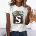 thumbnail image 4 of Xuapaodt INC Ladies Casual Round Neck Personality Letter Top T Shirt Short Sleeves Front Knotted, 4 of 4