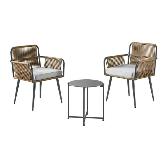 Alburgh All-Weather Outdoor Conversation Set with Two Rope Chairs and 18" H Cocktail Table
