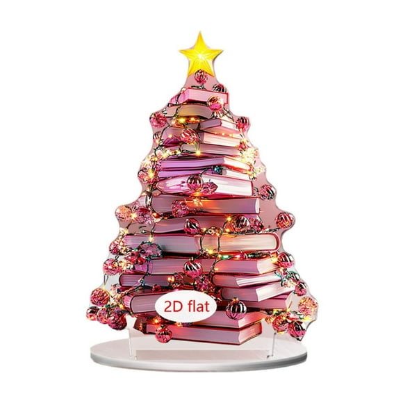 Christmas Tree Decorations Christmas Tree Book Stack 2D Acrylic Home Living Room Study Desktop Decoration Holiday Decorations Living Room Decor