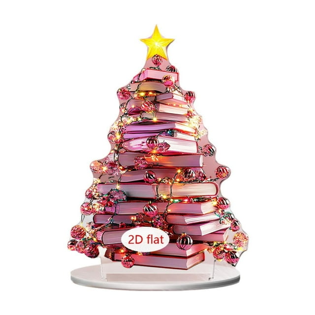 Christmas Tree Decorations 2D Acrylic Christmas Tree Book Stack Home Living Room Study Desktop Holiday Decorations Living Room Decor