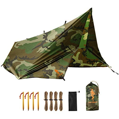 Waterproof Camo Portable UV Tear Resistant Cover for Camping Hiking Zyyini Tent Tarp Armys Camo Tent Tarp Sheet Canopy Awning Rain Cover Camping Shelter with Carry Bag 