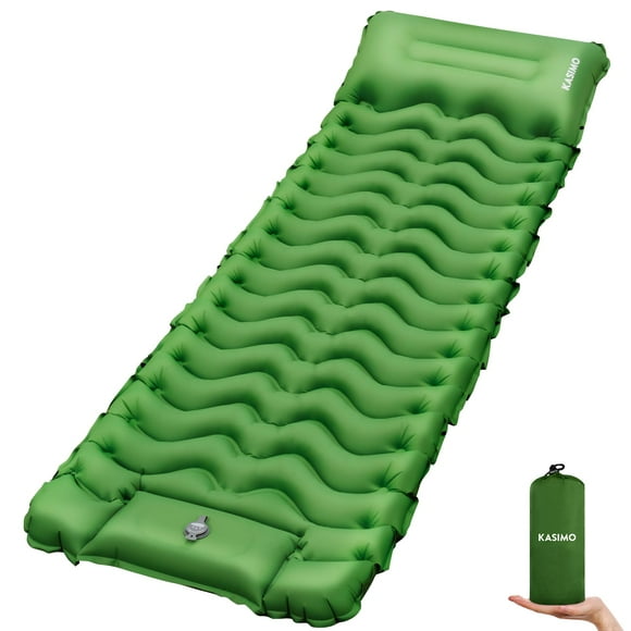 Colchón Inflable Ultraligero para Camping KASIMO con Almohada y Bomba de Pie