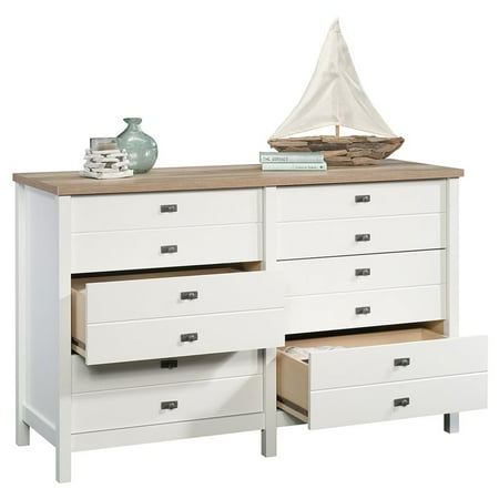 Sauder Cottage Road 6 Drawer Double Dresser In Soft White