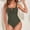 Army Green, variant on Womens Textured One Piece Swimsuit Tummy Control Bathing Suit with Bow Tie Knot Cutout Ruching Swimwear
