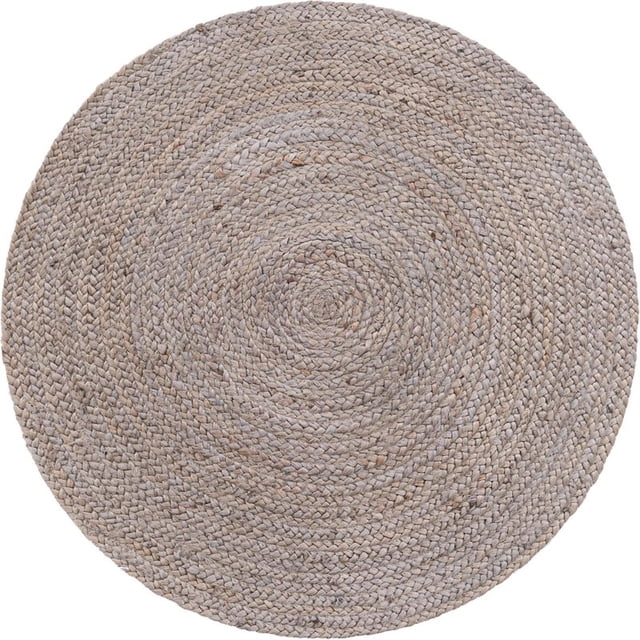 Unique Loom Braided Jute Hand-Woven Area Rug 3' 3 x 3' 3 Round Gray/Silver