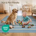 thumbnail image 4 of ODIKA 4'x6' Ultra-Soft Area Rug, Deep Blue Cream Layering Striped Gingham Felpudo Front Door Boho Symmetric Bands with Clean Washable, Bare feet friendly, Silk-Touch for Bedroom Home office, 4 of 7