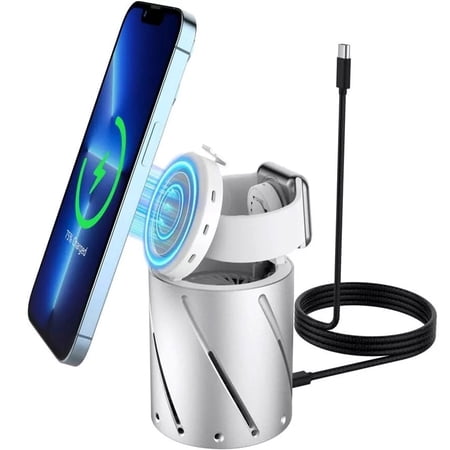 Apple Watch and Phone Charging Station, 3-1 Wireless Charging Station Apple, Anker 3-in-1 Cube with Magsafe, Magnetic Charging Station, Fast Charging Station Dock Comp