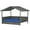 Dark Blue and Gray, variant on Beran7 Wicker Dog House Outdoor with Canopy, Rattan Dog Bed with Water-Resistant Cushion, Raised Dog Bed for Small, Medium Dogs,Dark Grey