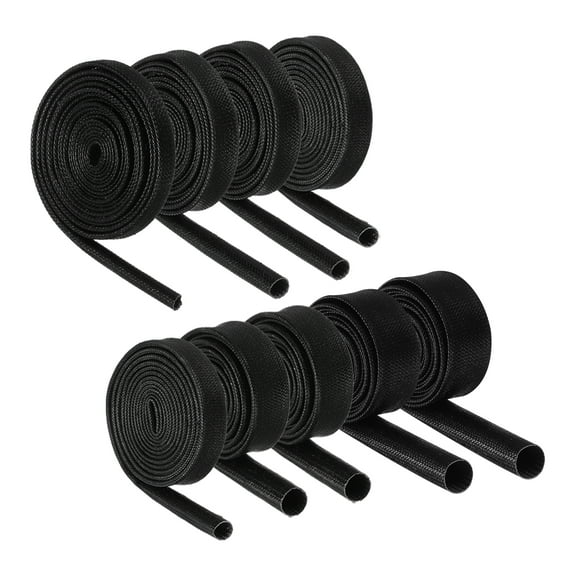 Uxcell Insulation Braided Cable Sleeve, 3.3Ft-2/3/4/5/6/7/8/10/12MM ID Black, Fiberglass Sleeving for Cable Wrap, Automotive Hose Wiring Protection
