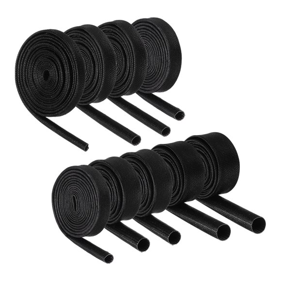 Uxcell Insulation Braided Cable Sleeve, 3.3Ft-2/3/4/5/6/7/8/10/12MM ID Black, Fiberglass Sleeving for Cable Wrap, Automotive Hose Wiring Protection