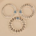 thumbnail image 4 of Natural white crystal aquamarine bracelet, fresh and classic round beaded women's jewelry., 4 of 4