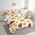 thumbnail image 4 of Manfei Cartoon Rugby Football Twin Bedding Sets 7-Piece, Gold Graffiti Stars Print Bedding Comforter Set, Teens Kids Boys Girls Reversible Sheet Sets, Lightweight Room Decor, 4 of 8
