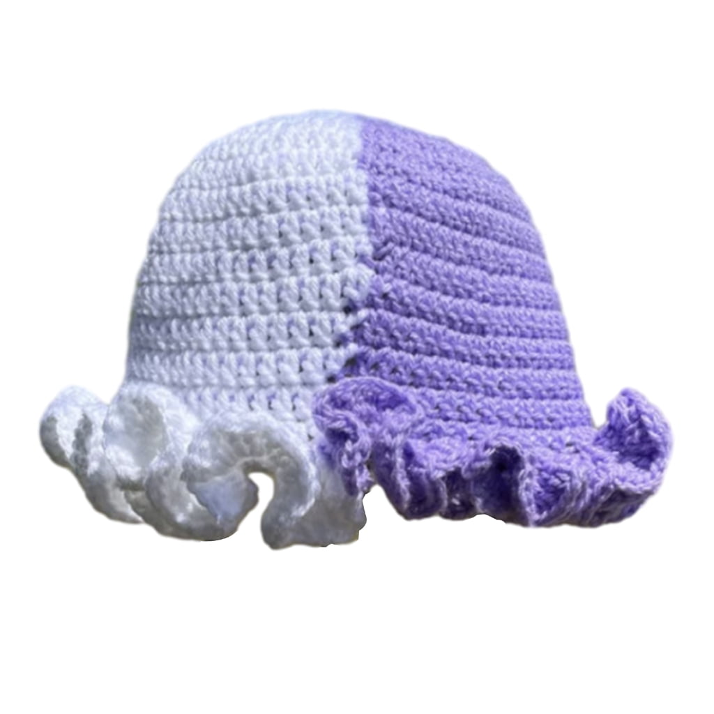 WINDLAND Sweet Girls Crochet Ruffled Brim Bucket Hat Cute  display picture 2