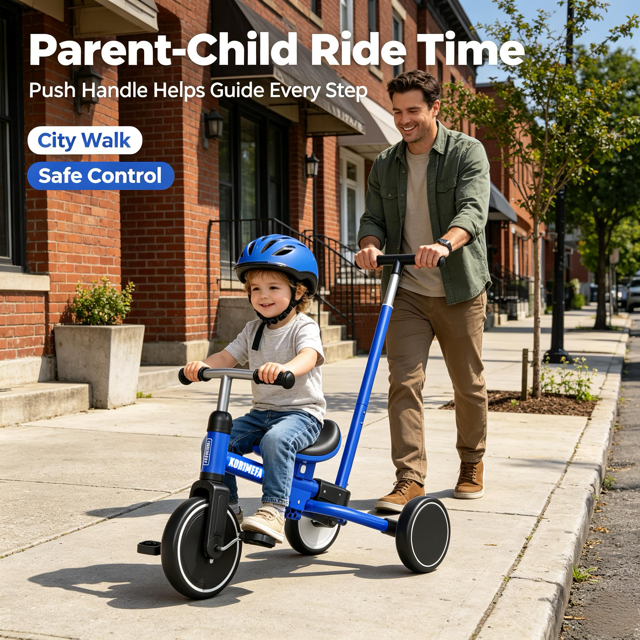 Korimefa 5-in-1 Toddler Tricycle with Parent Push Handle photo 3