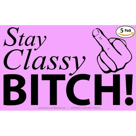 Witty Yetis Stay Classy Bitch Bumper Sticker 5 Pack 5x8. Funny Revenge Prank for a Friend, Ex or Enemy. Stick the Decal on a Laptop, Dorm Door or Car Window. Hilarious Practical Joke & Gag (Hilarious Best Friend Jokes)