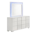 thumbnail image 4 of White Wood Lacquer Platform Queen Size Bedroom Set with Blue LED Lighting, 4 of 5