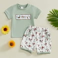 thumbnail image 2 of Kids Clothes Boys Summer Outfits Set For Baby Toddler Cotton Embroidery Printed Sleeveless Beach 12 18 24 Month 3T 4T 5T T Shirt shirt Tops+Elastic Waist Shorts 2PCS, 2 of 6