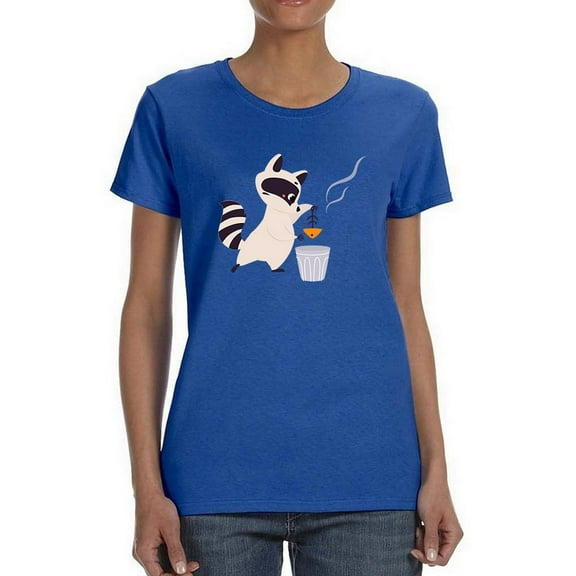 Raccoon Throwing Away Fish Shaped T-Shirt Women -Image by Shutterstock, Female x-Large