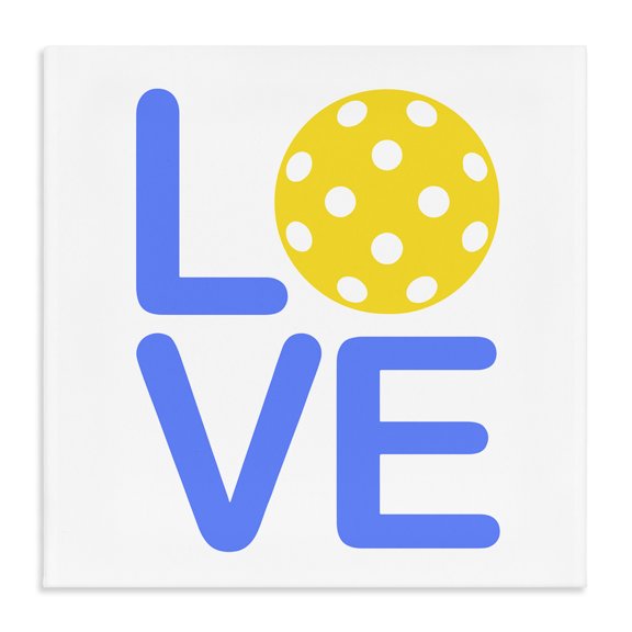 Stupell Industries Eclectic Blue & Yellow Love Wiffle Ball Canvas Art, 17 x 17, by Lil' Rue