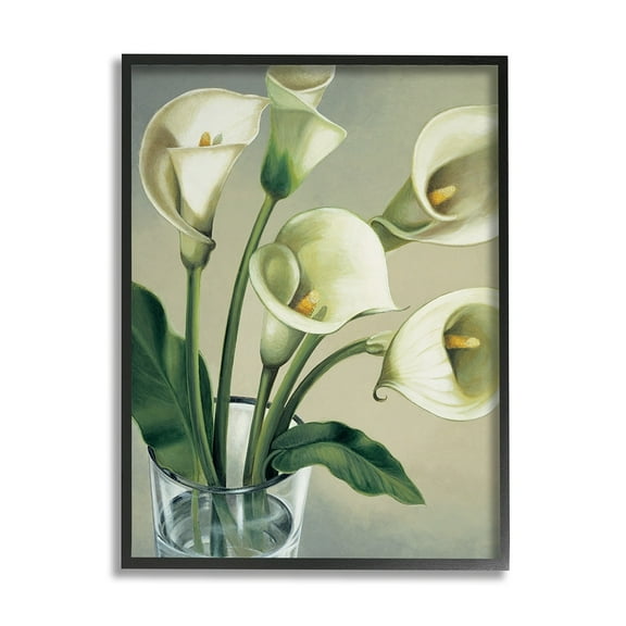 Stupell Industries Soft White Calla Lily Florals Glass Jar Black Framed by Eva Barberini