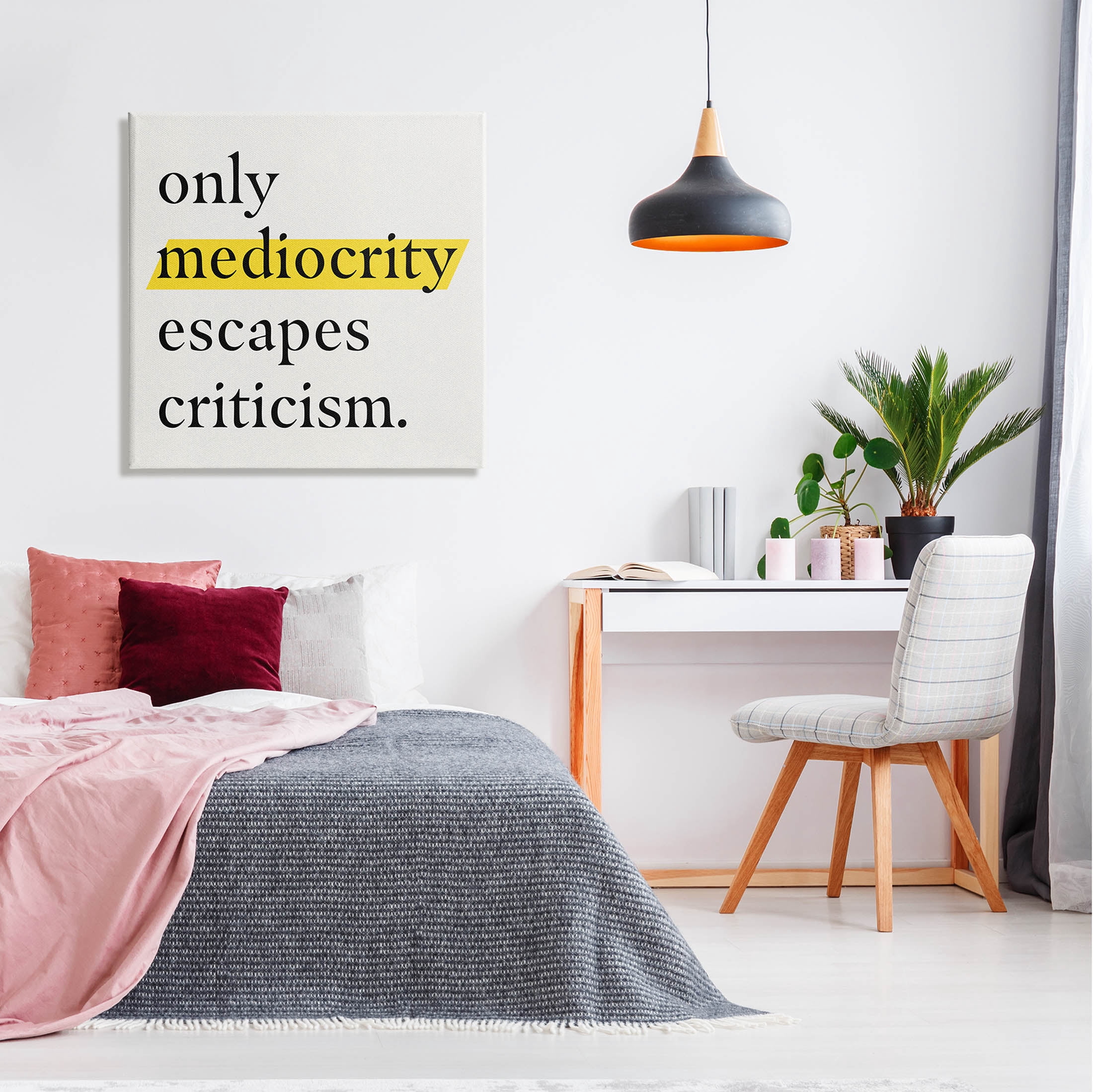 Stupell Industries Mediocrity Escapes Criticism Quote Graphic Art Gallery Wrapped Canvas Print Wall Art, Design by Jacob Green