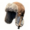 thumbnail image 2 of YUANxueke Trapper Hat for Men Winter Warm Suede Fuzzy Russian Ushanka Trooper Aviator Hats with Ear Flaps, 2 of 5