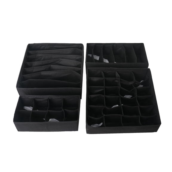AnuirheiH Underwear Drawer Organizer Set of 4,Foldable Sock Bra Underpants Organizer Drawer Divider,Washable Closet Cabinet Storage Boxes for Clothes,Stockings,Ties and Bras