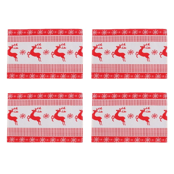 Juego de 4 manteles individuales navideños, para vacaciones de invierno, Navidad, cocina, comedor, accesorio de feliz año nuevo