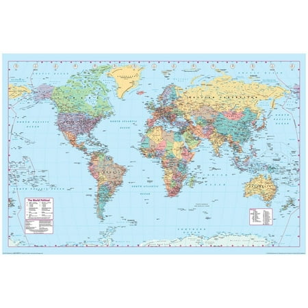 World Map Reference Chart Poster 36x24 Inch Walmart