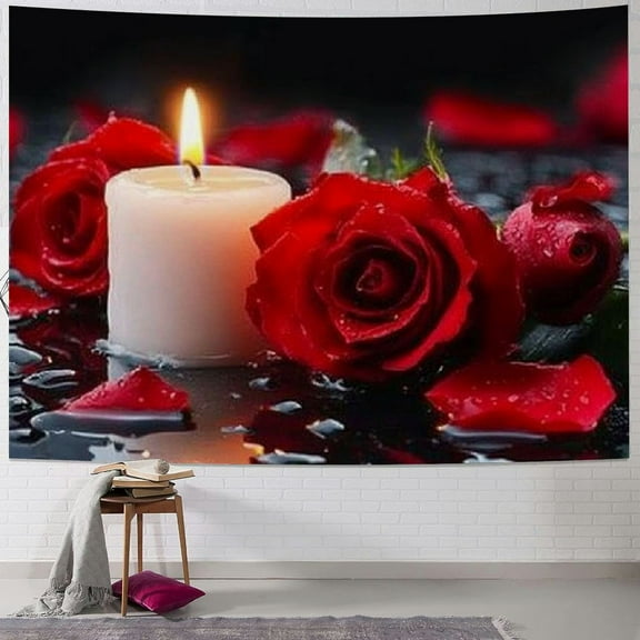 Patifu Red Roses Tapestry Wall Hanging Unique Style Graphic Tapestries Home Wall Decor Art for Living Room Bedroom Apartment Farmhouse Dorm 40x30inch