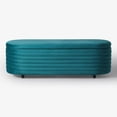 thumbnail image 2 of WestinTrends 54" Wide Mid-Century Modern Upholstered Velvet Tufted Oval Storage Ottoman Bench, Teal, 2 of 2