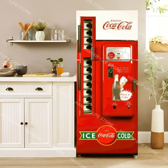 Lemon Red Wine Glass 3D Refrigerator Sticker Self-Adhesive Wallpaper Home ration Kitchen Poster Freezer Fridge Door