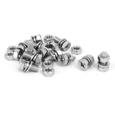 

M6 x 14mm 304 Stainless Steel Hex Head Bolts Nuts w Washers 12 Sets