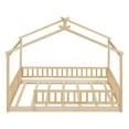 thumbnail image 4 of Noble House Full Size Wood House Bed Frame with Fence,Natural, 4 of 10