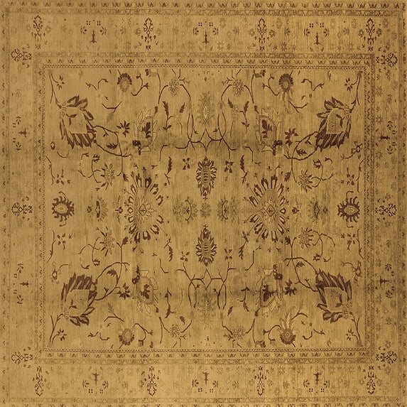 Ahgly Company Indoor Square Oriental Brown Industrial Area Rugs, 8' Square