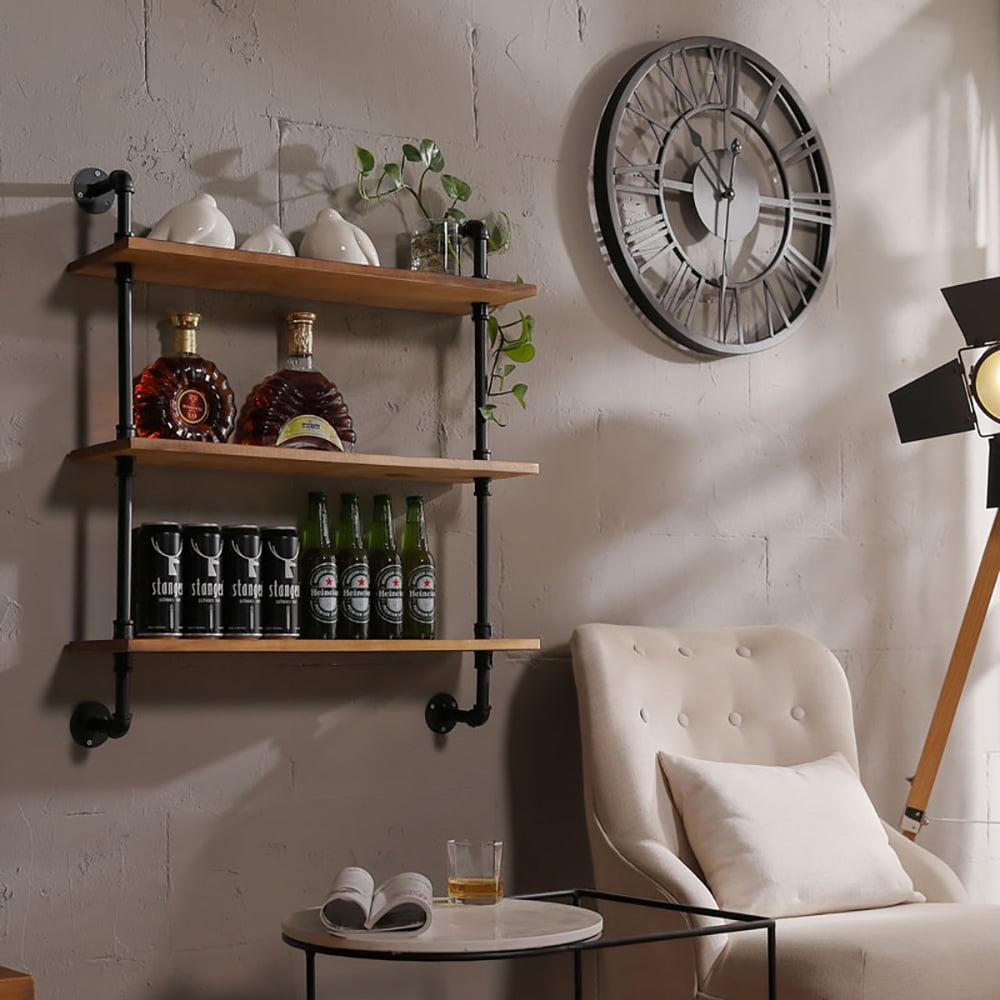 Kmowoo Industrial pipe wall shelves 3 TiersShelf Metal