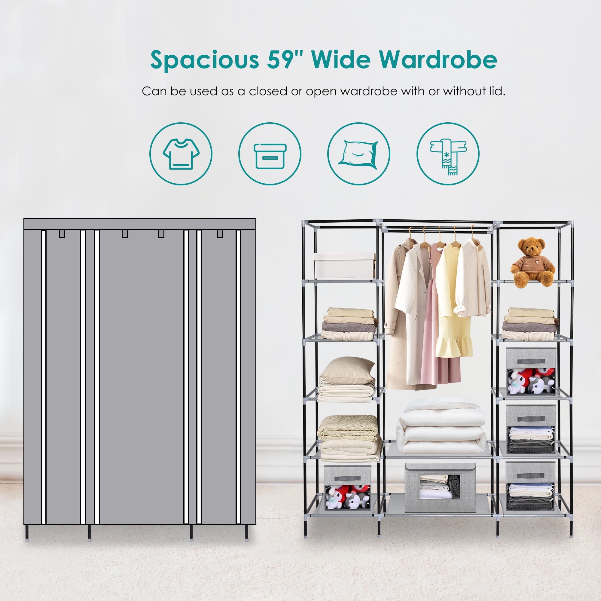 Modubox Versatile 86W Closet Organizer with Drawers