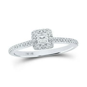 The Diamond Deal 10kt White Gold Princess Diamond Halo Bridal Wedding Engagement Ring 1/3 Cttw