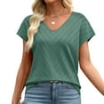 thumbnail image 4 of Ronuti Blouses for Women V Neck Summer Tops Short Sleeve Womens Blouses Spring Business Casual Shirts Sweaters, 4 of 9