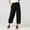 Black, variant on Borniu Linen Pants for Women, Plus Size Summer Casual Pant Pockets Cotton Linen Wide Leg Drawstring Elastic Waist Capris Crop Pants