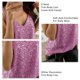 thumbnail image 4 of Camisa sin mangas con purpurina para mujer, cuello en V brillante, suave, elegante, informal, con tirantes finos y purpurina, para fiesta, 4 of 5