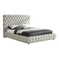 thumbnail image 2 of Goy Queen Size Bed- Low Profile- Button Tufted- Gray Fabric Upholstery, 2 of 9