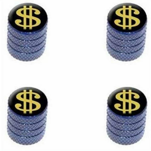 Dollar Sign Gold and Black Tire Rim Wheel Aluminum Valve Stem Caps, Multiple Colors