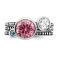 thumbnail image 4 of Sterling Silver with Pink & White CZ Cubic Zirconia and Blue Glass Ring Set - Size 6, 4 of 5