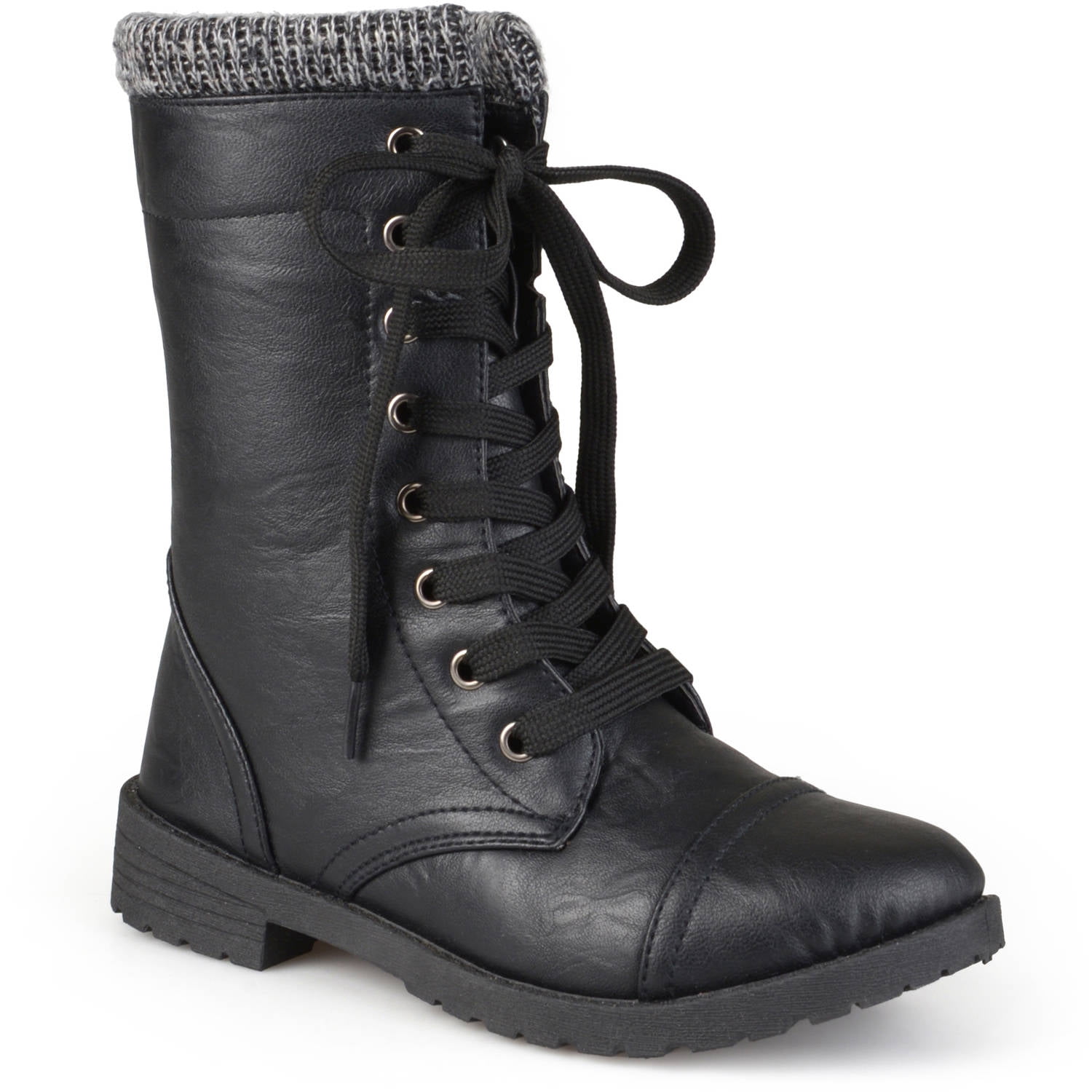 Brinley Kids' Toddler Little Kids LaceUp Ribbed Combat Boots