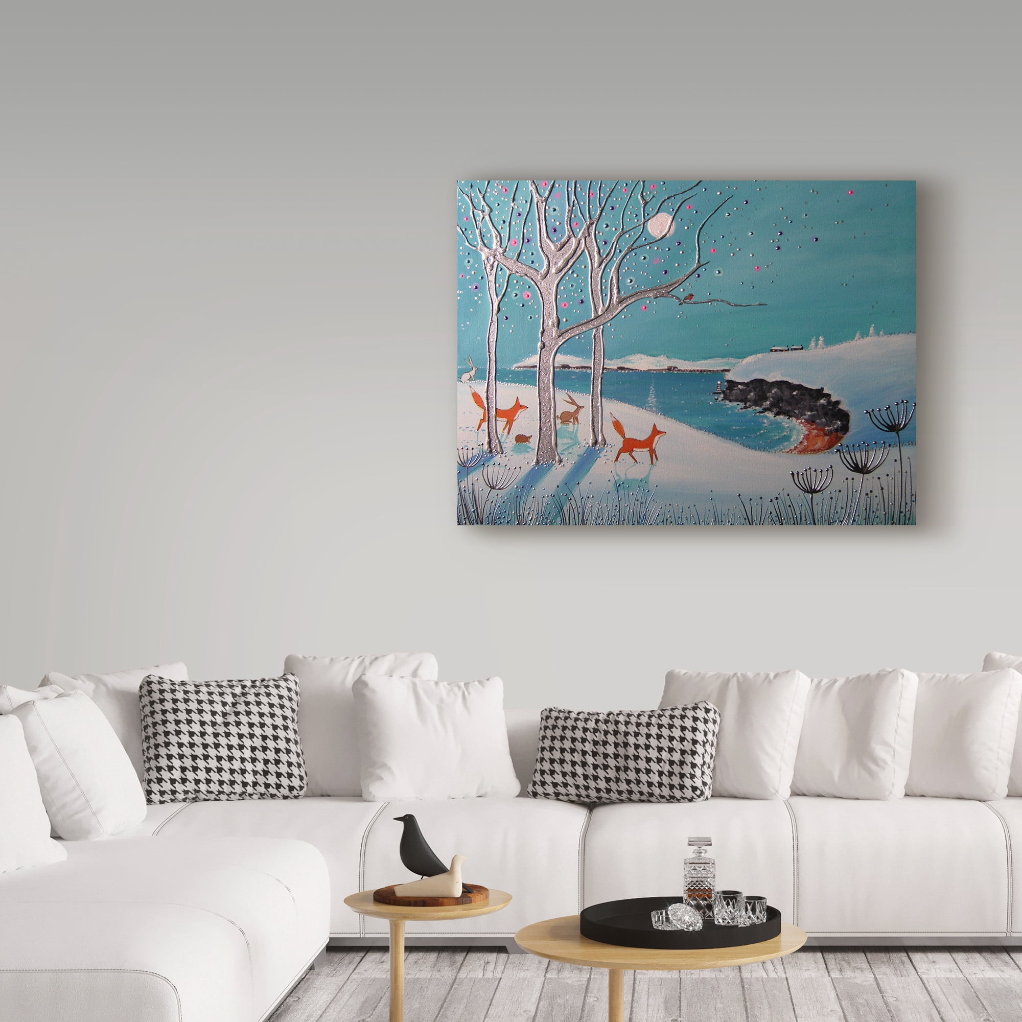 Trademark Fine Art 'Winter Foxes Orange' Canvas Art by Angie Livingstone