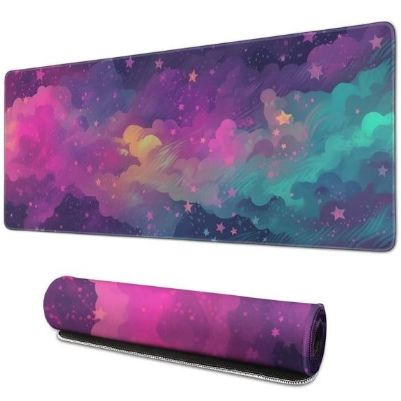 Rectangle Colorful Style Mouse Mat, Gaming Mouse Pad for Rubber Base Gradient Space Large Mouse Pad with Stitched Edges, Office Mouse Pad for Women Men Kids, 31.5x11.8in