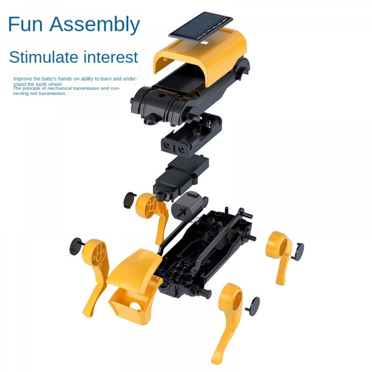 Solar Robot Toy Electric Robotic Dog with Interchangeable Cat Heads DIY Building Kit for Kids Christmas Birthday Gifts