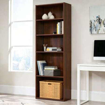 5-Shelf Bookcase, Bookshelf with Adjustable Storage Shelves, in Brook Cherry